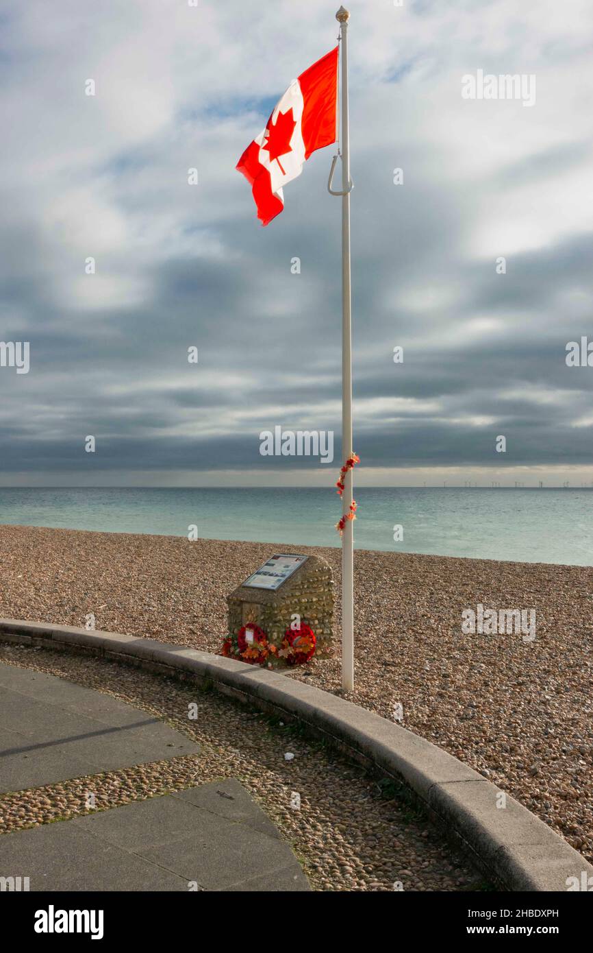 Canadian War Memorial, on Worthing seafront, Worthing, West Sussex, England, United Kingdom. Stock Photo