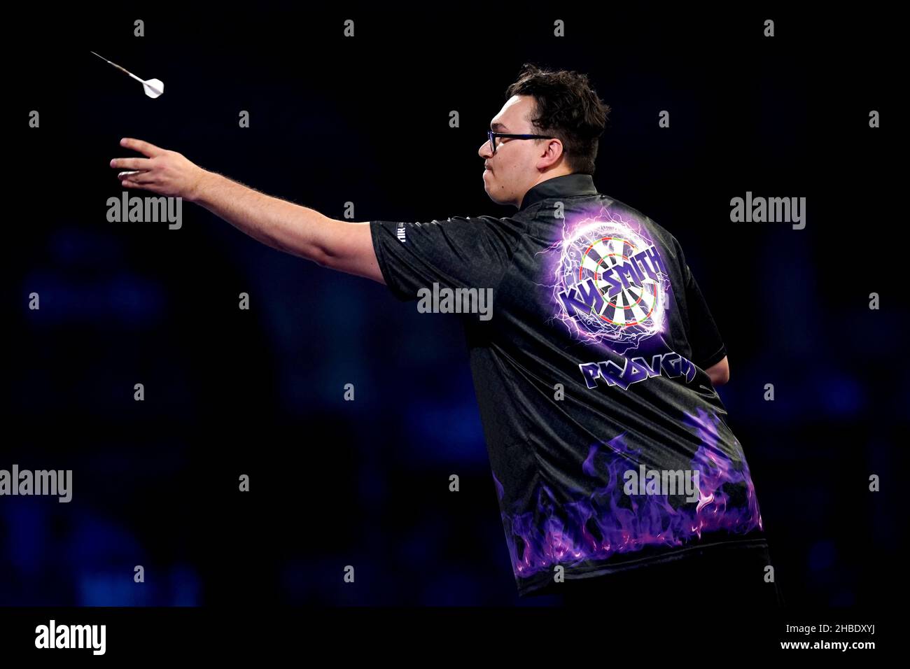 Ky Smith during his match against Maik Kuivenhoven on day five of the William Hill World Darts Championship at Alexandra Palace, London. Picture date: Sunday December 19, 2021. Stock Photo