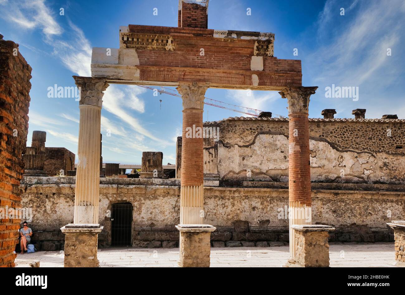 Pompeii, Italy, Naples. Portico in front of the entrance to the Macellum Stock Photo