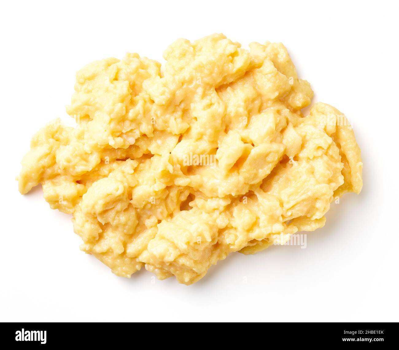 Scrambled egg isolated on white background, top view Stock Photo - Alamy
