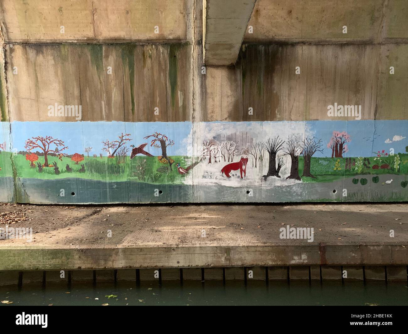 Grand Union Canal Northampton Northamptonshire UK graffiti style type