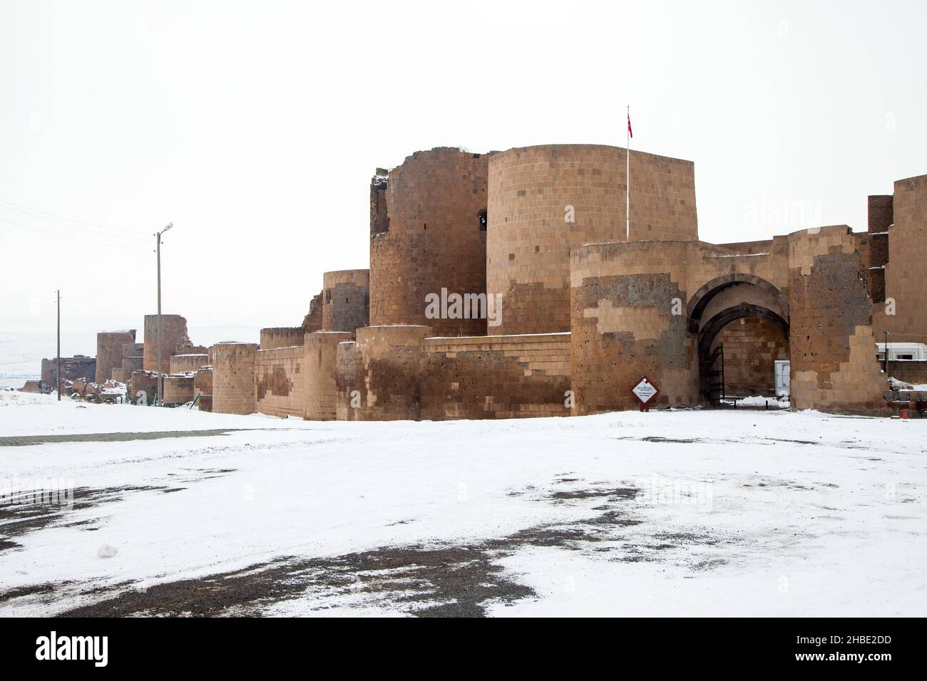 Ruins, Ani is a ruined and uninhabited medieval Armenian city-site situated in the Turkish province of Kars Stock Photo