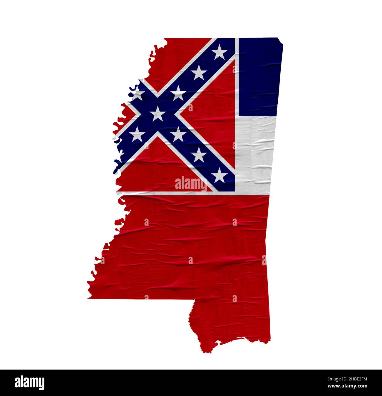 US State Mississippi map with flag Stock Photo