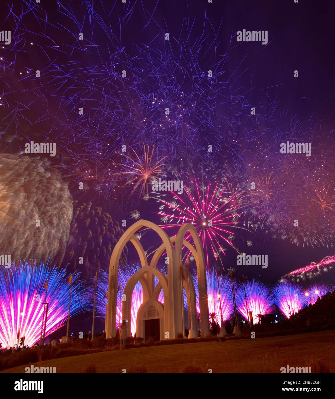 Fireworks in Doha ,QATAR Stock Photo