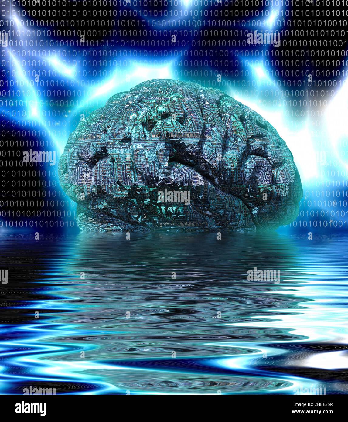 Electronic Brain Design. 3D rendering Stock Photo