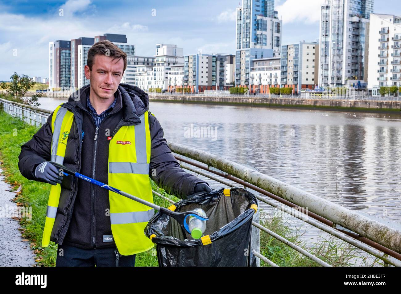 Litter picking in Scotland Stock Photo Alamy