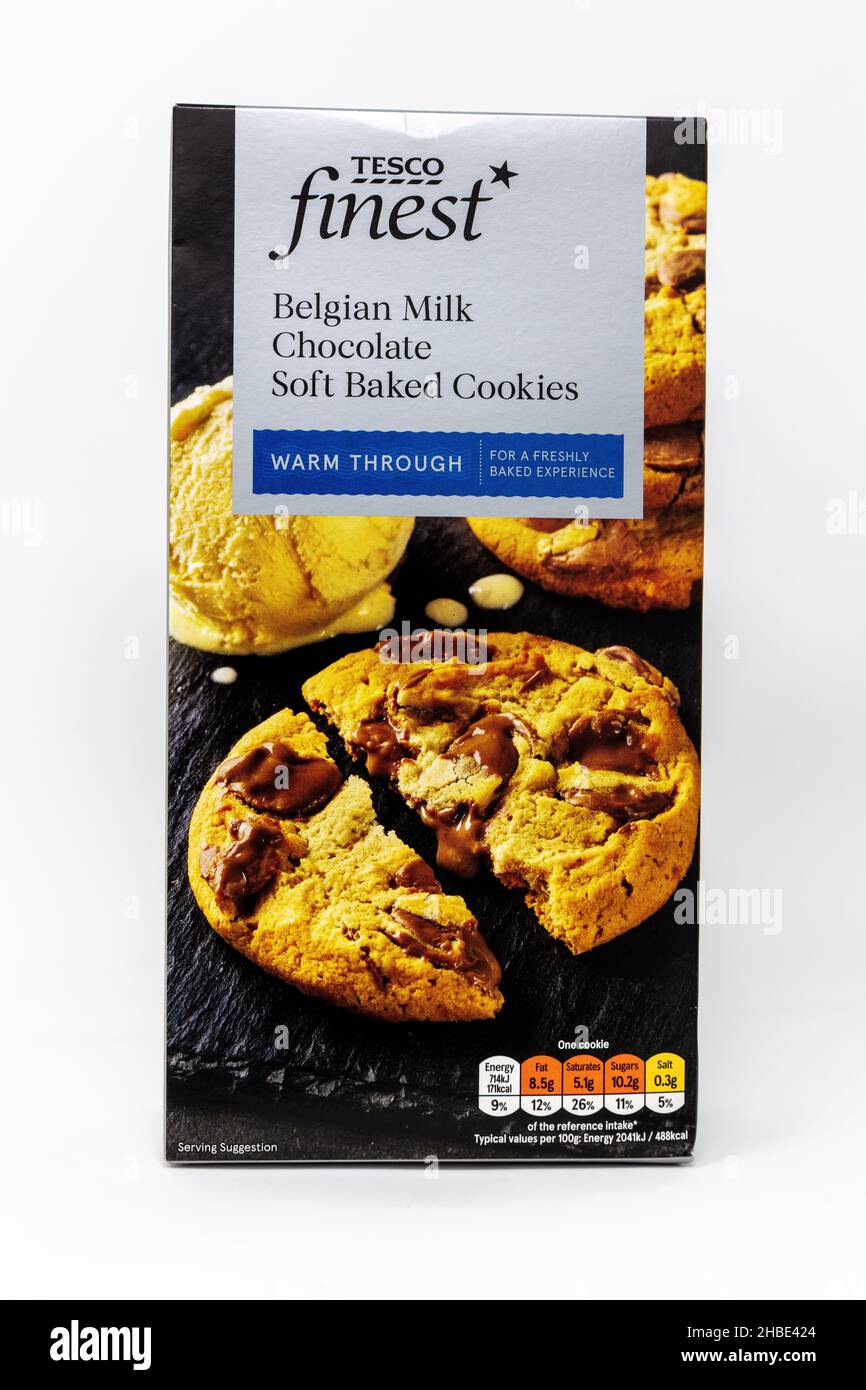 Tesco Finest Belgian Milk Chocolate Cookies Stock Photo Alamy