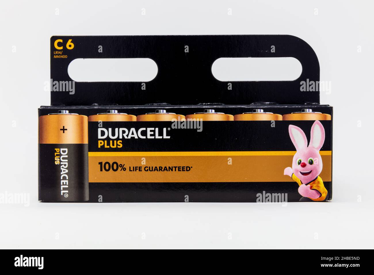 Duracell NEW Plus C Alkaline Batteries Stock Photo