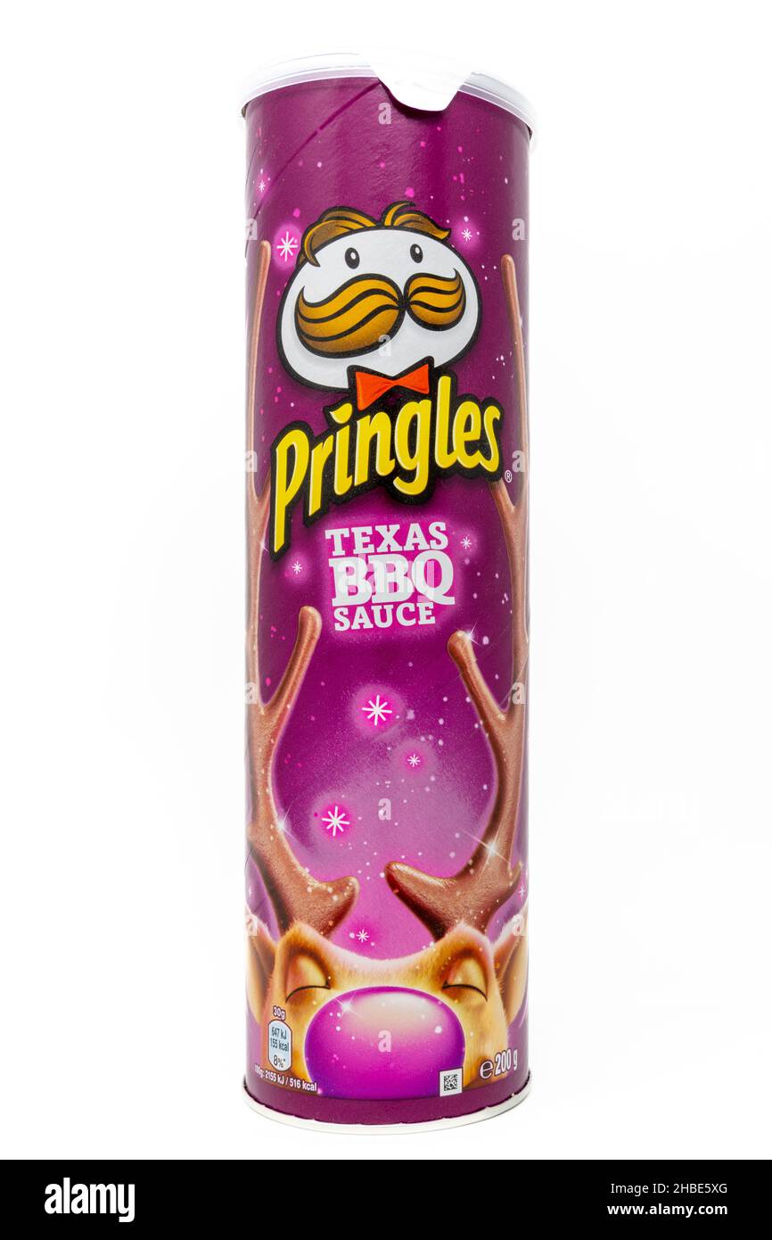 Pringles Limited Edition Christmas Texas BBQ Sauce Crisps Stock Photo