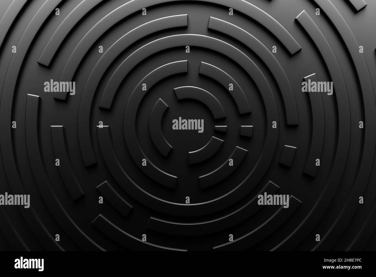 3d illustration of a black circular corridor puzzle. 3D Labyrinth