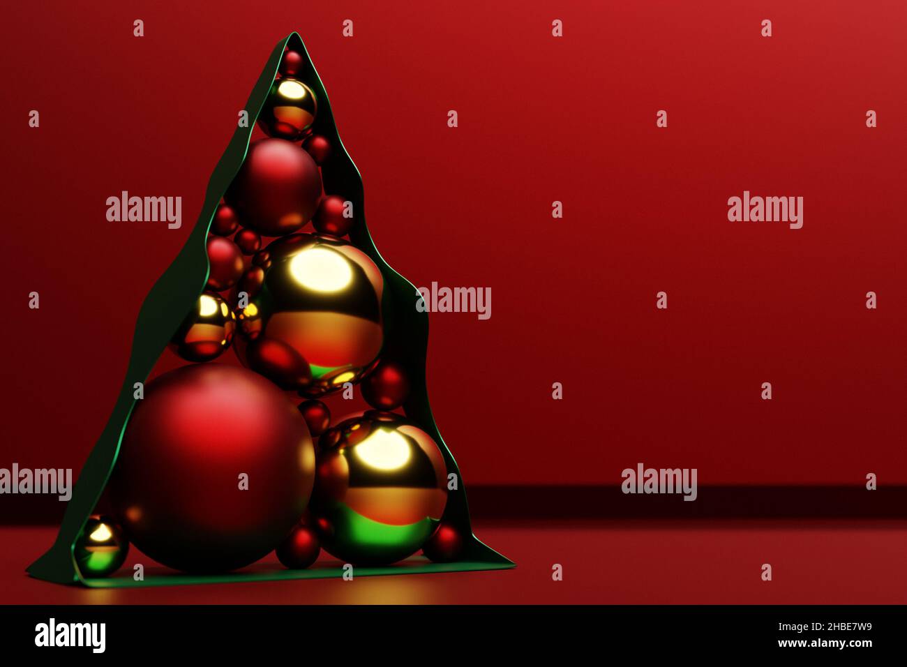 Illustration of a 3d Christmas tree made from red Christmas balls on a ...