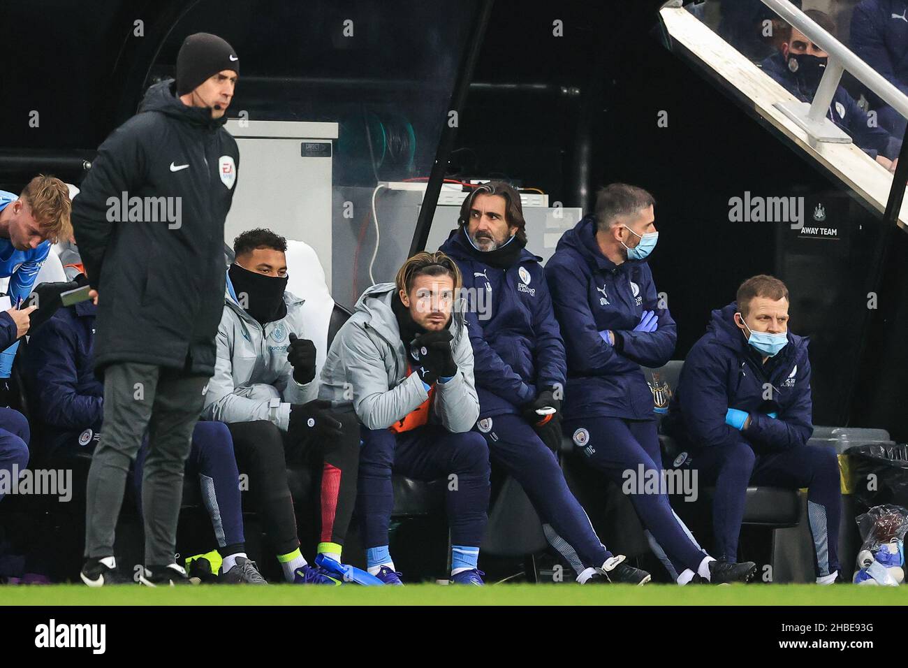 Jack Grealish #10 of Manchester City sits on the bench Stock Photo