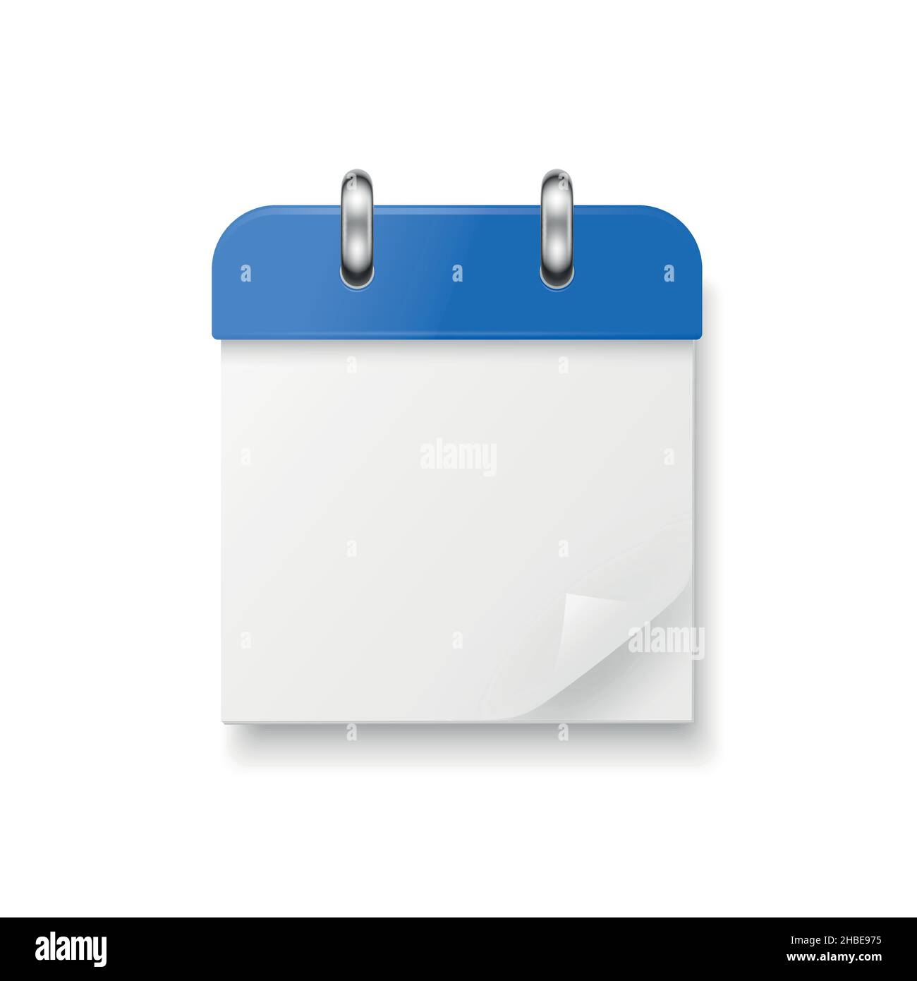 Vector 3d Blue Modern Simple Minimalistic Realistic Calendar Icon Isolated. New Year, Holiday Eve Concept. Design Template of Paper Calendar. Square Stock Vector