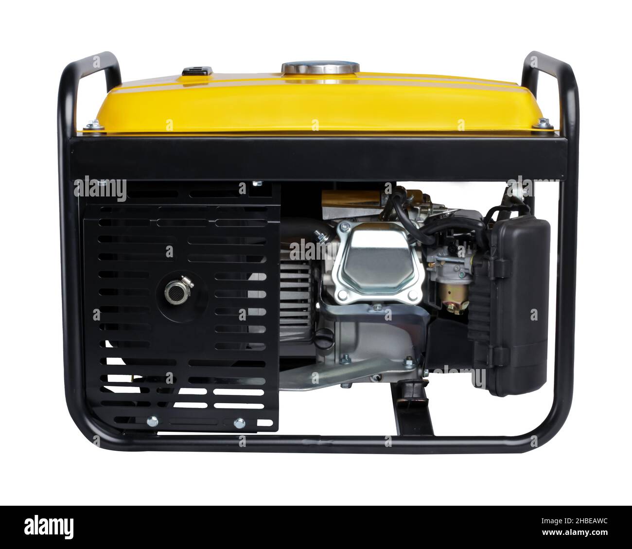 Electric AC generator alternator, isolated on white. Yellow portable