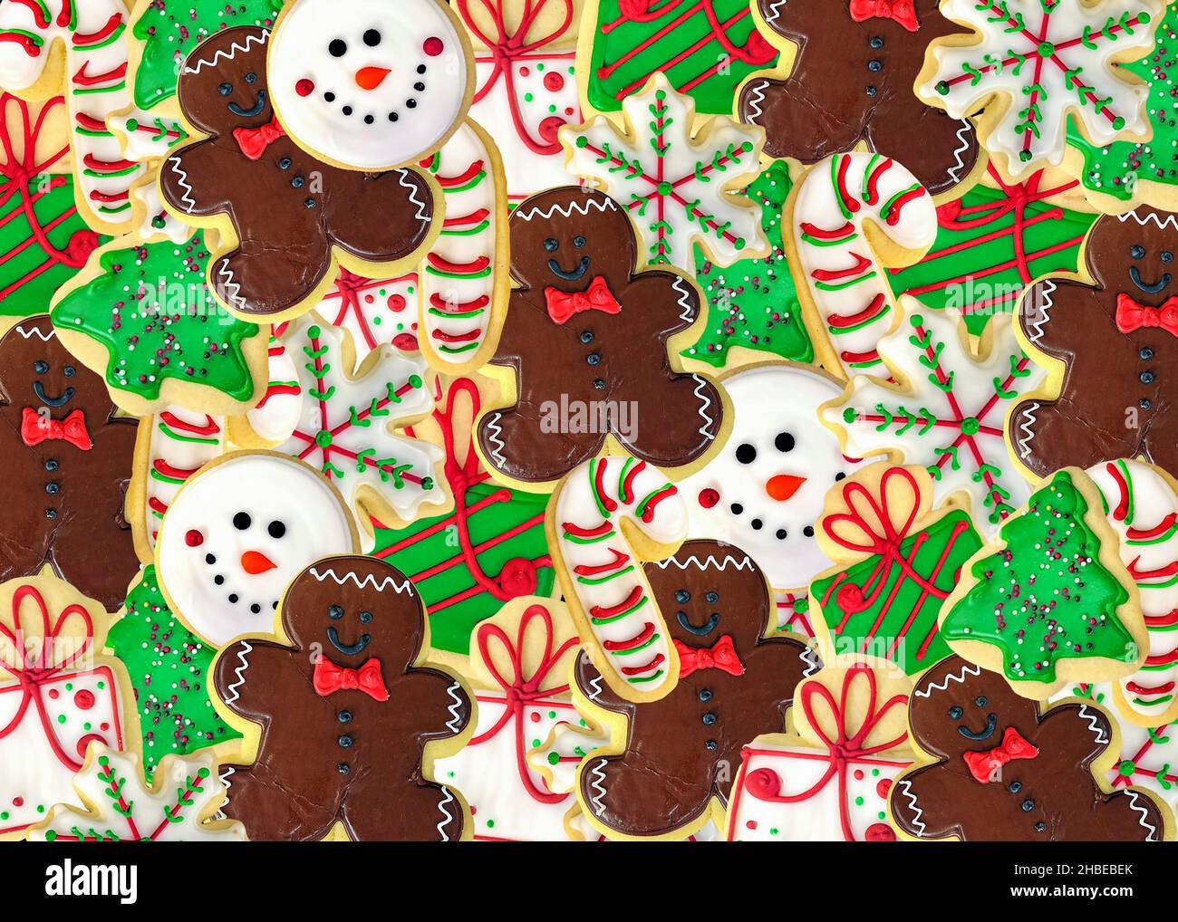Colorful Christmas sugar cookie collection Stock Photo