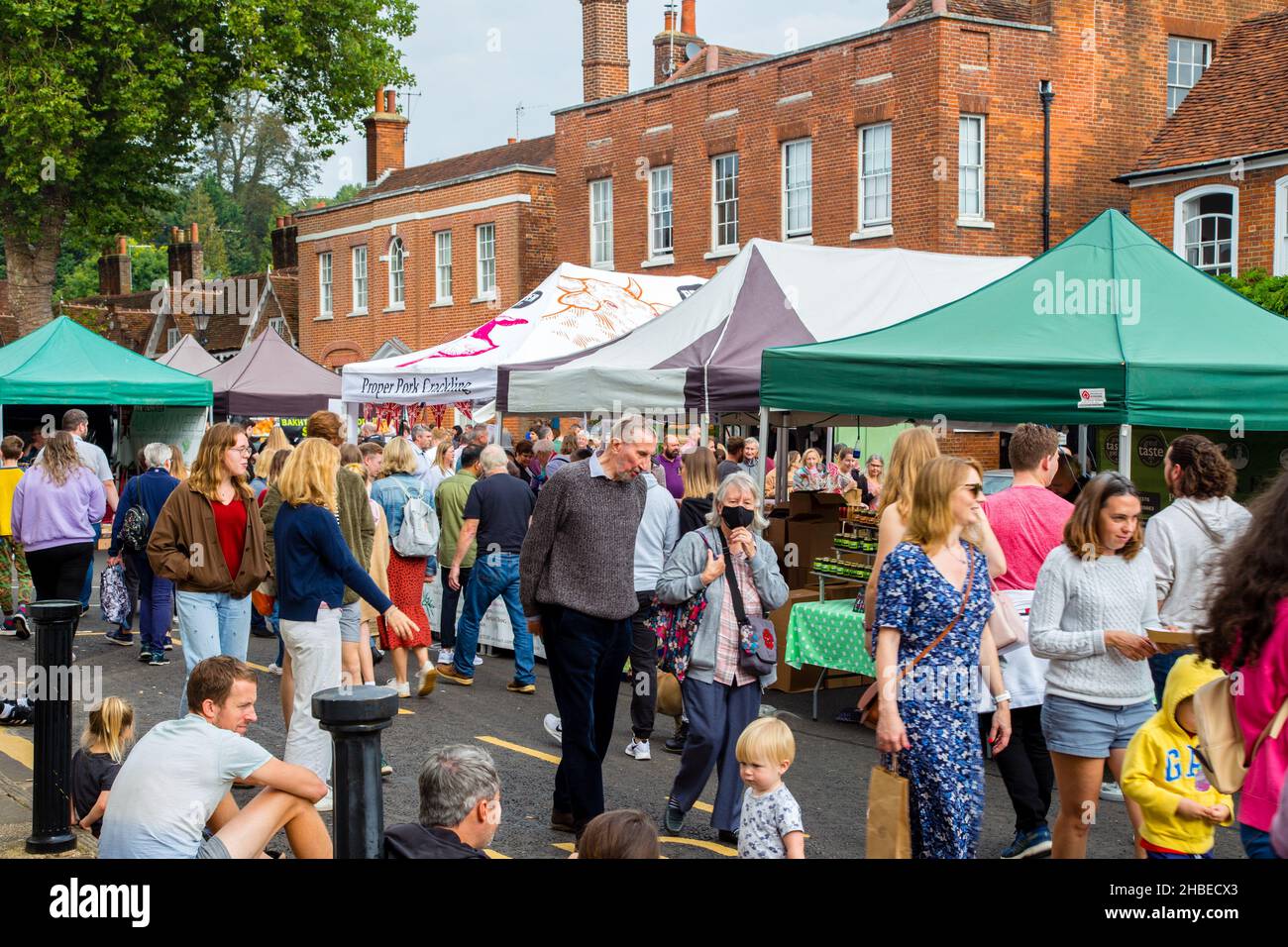 Food Fair in Farnham town centre, Surrey Stock Photo Alamy