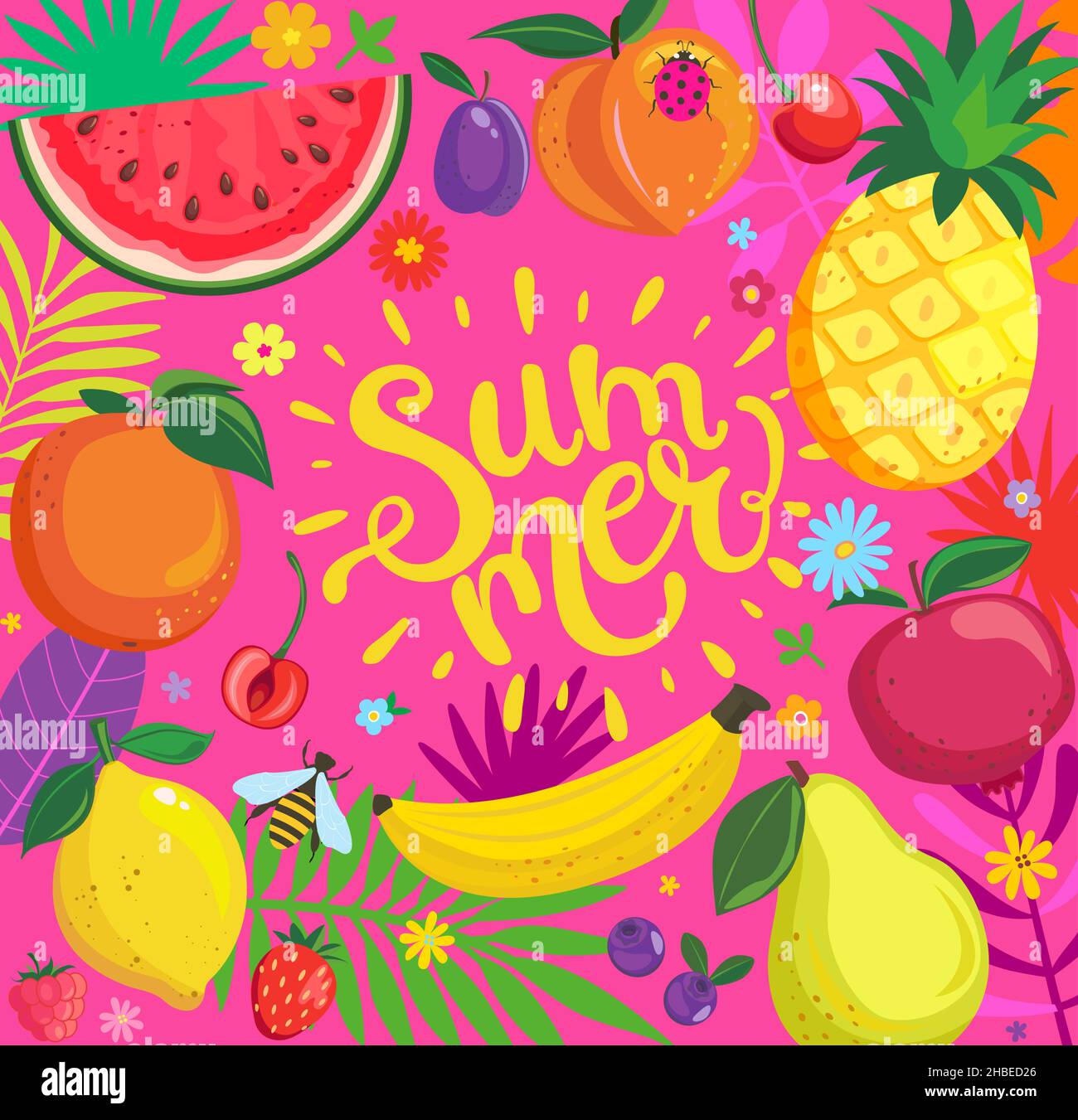 Bright summer banner for 2022. Stock Vector
