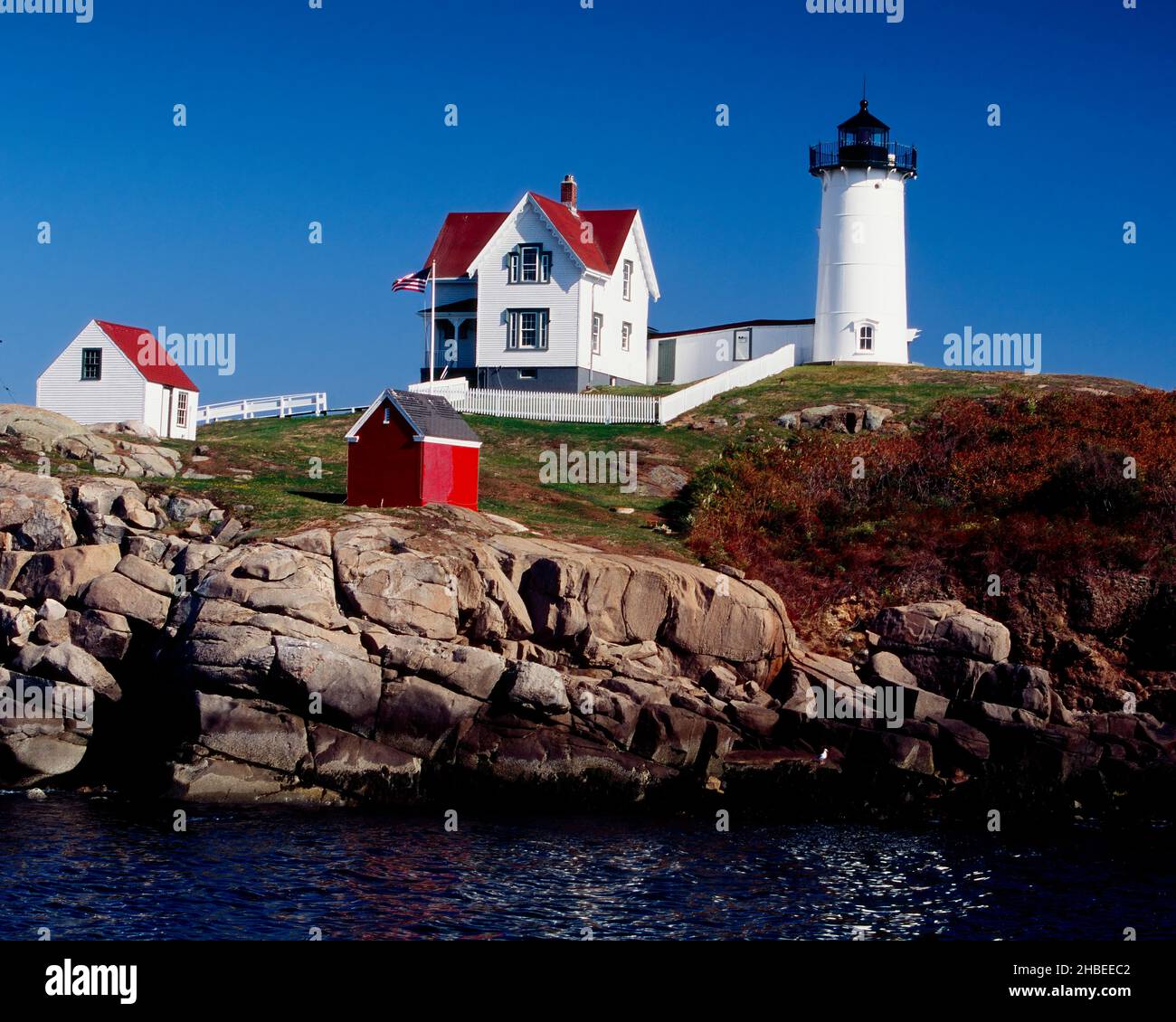 View of the Cape Neddick (Nubble) Lighthouse, York, Maine, USA Stock Photo