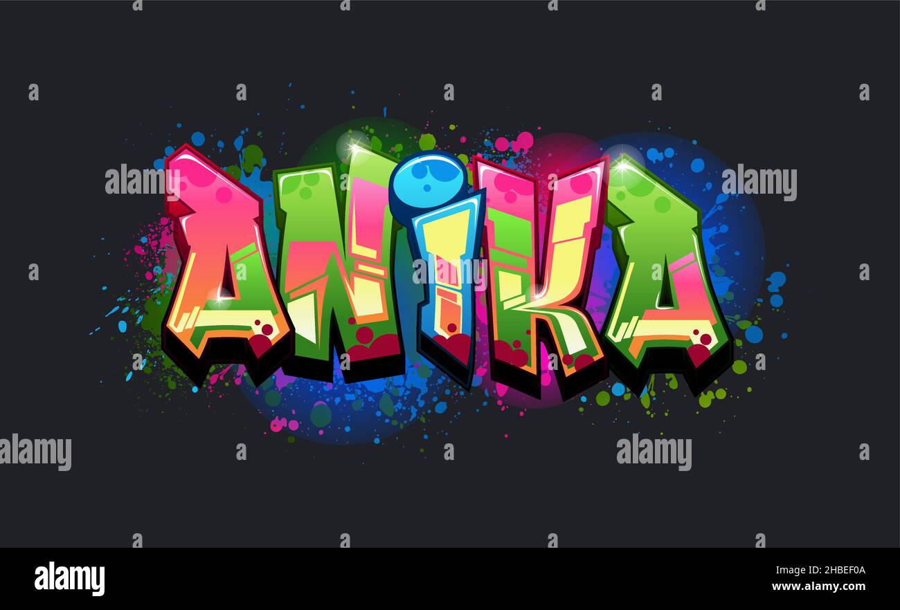 A Cool Genuine Wildstyle Graffiti Name Design Anika Stock Vector