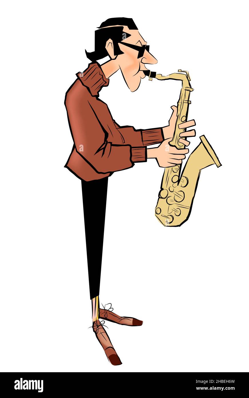 saxophone player in cartoon style - vector illustration Stock Vector Image  & Art - Alamy