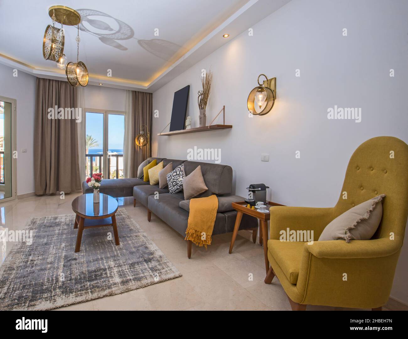 Image showcasing Living room lounge area in luxury apartment show home showing interior ...