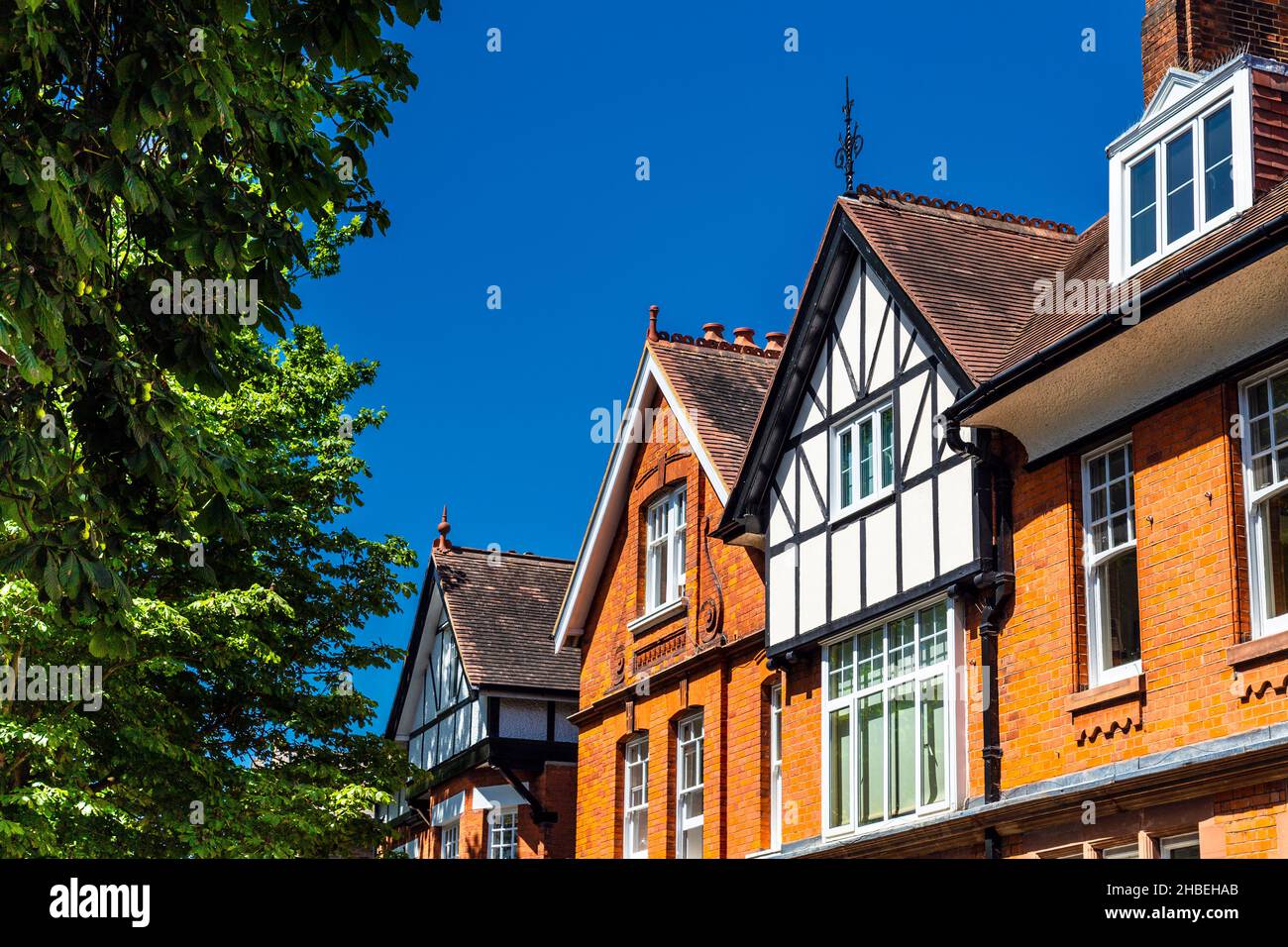 Period houses with gables along Wolsey Road in Easy Molesey / Hampton Court Stock Photo