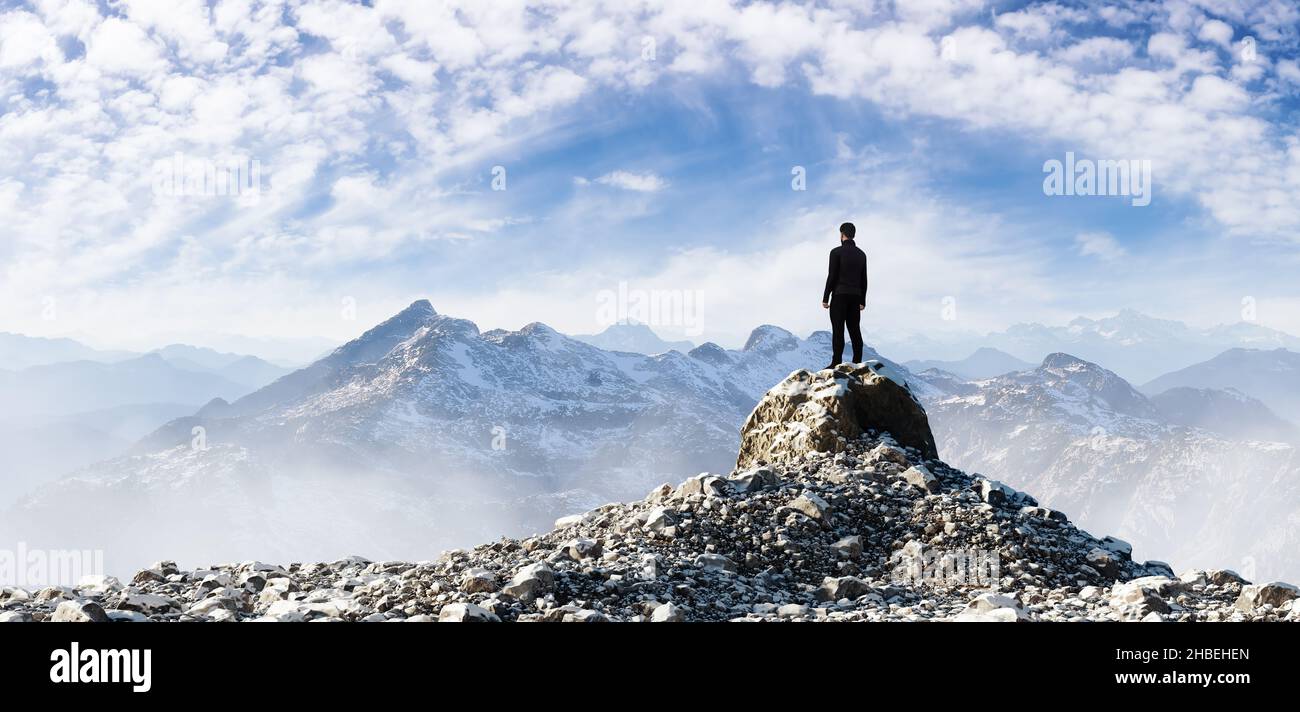 Aerial view male hiker standing hi-res stock photography and images - Alamy