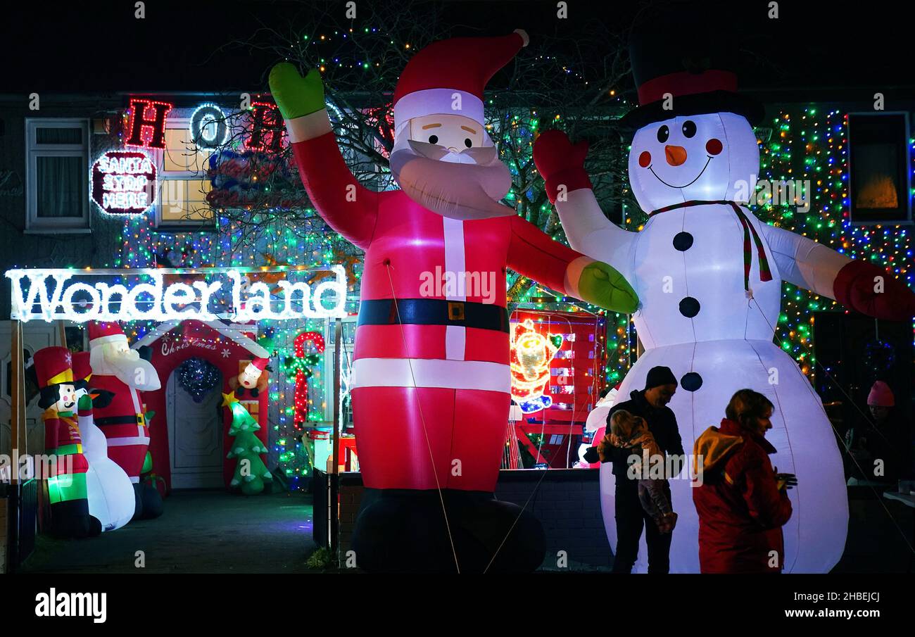 People at a house on Cappagh Green in Finglas, Dublin, decorated with