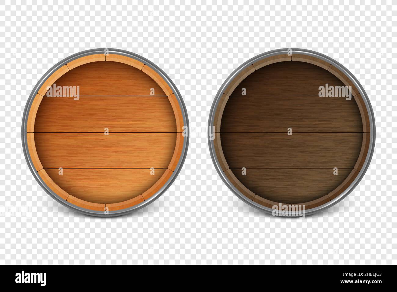 Vector 3d Realistic Wooden Barrel Lid for Storing Alcoholic Beverages