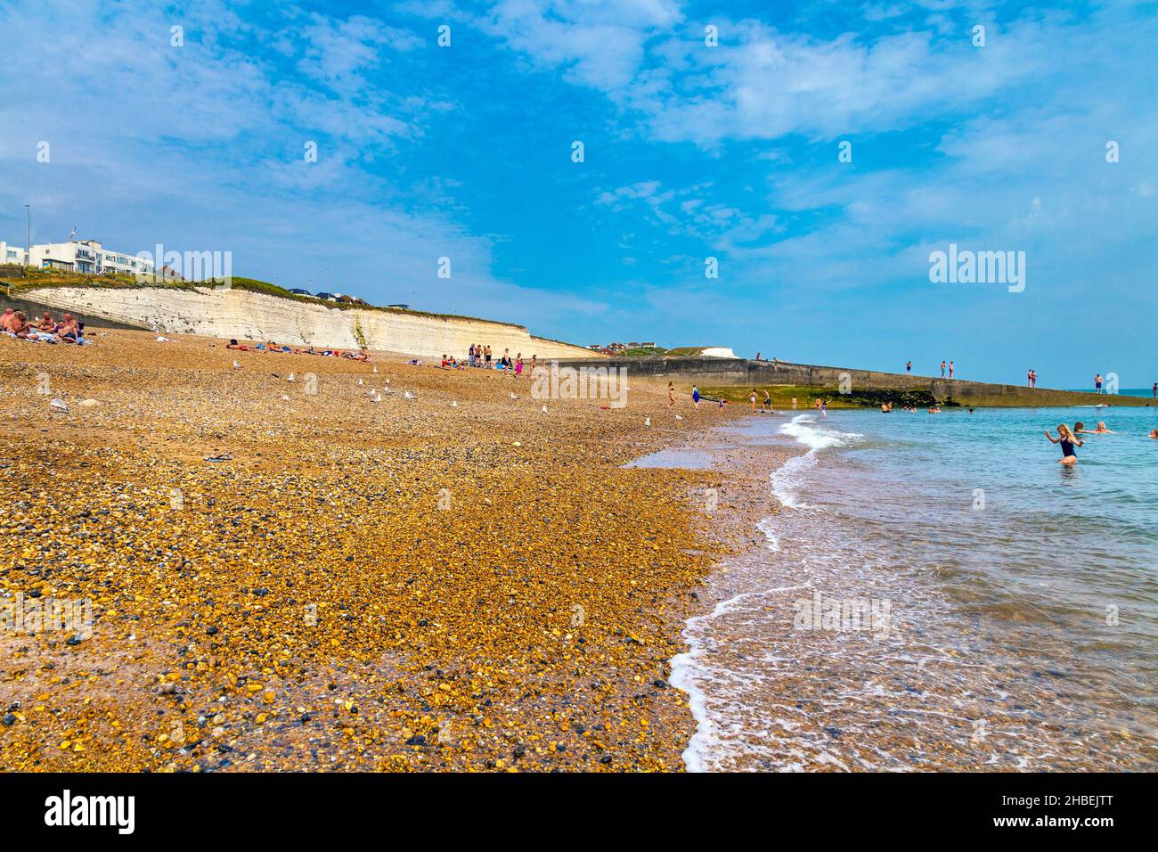Shingle beach in Saltdean, East Sussex, UK Stock Photo