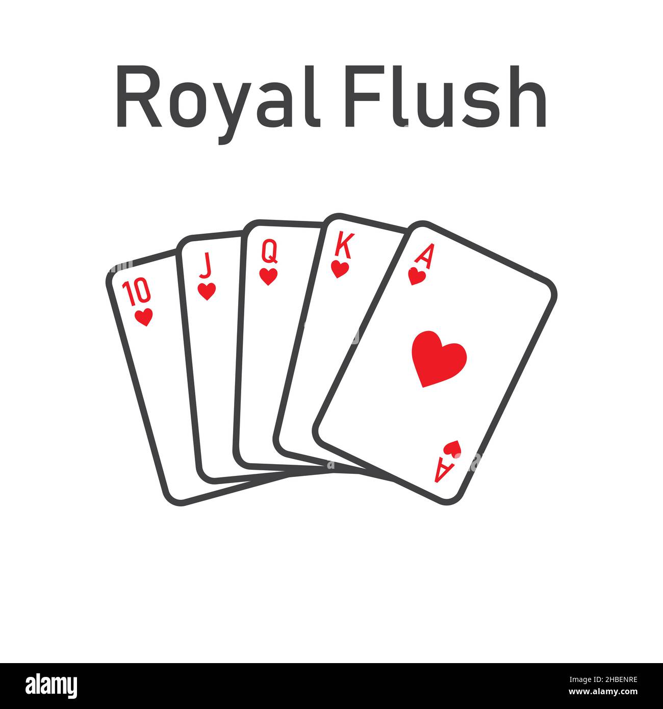 Royal flush poker combonation from ten to ace suit vector Stock Vector