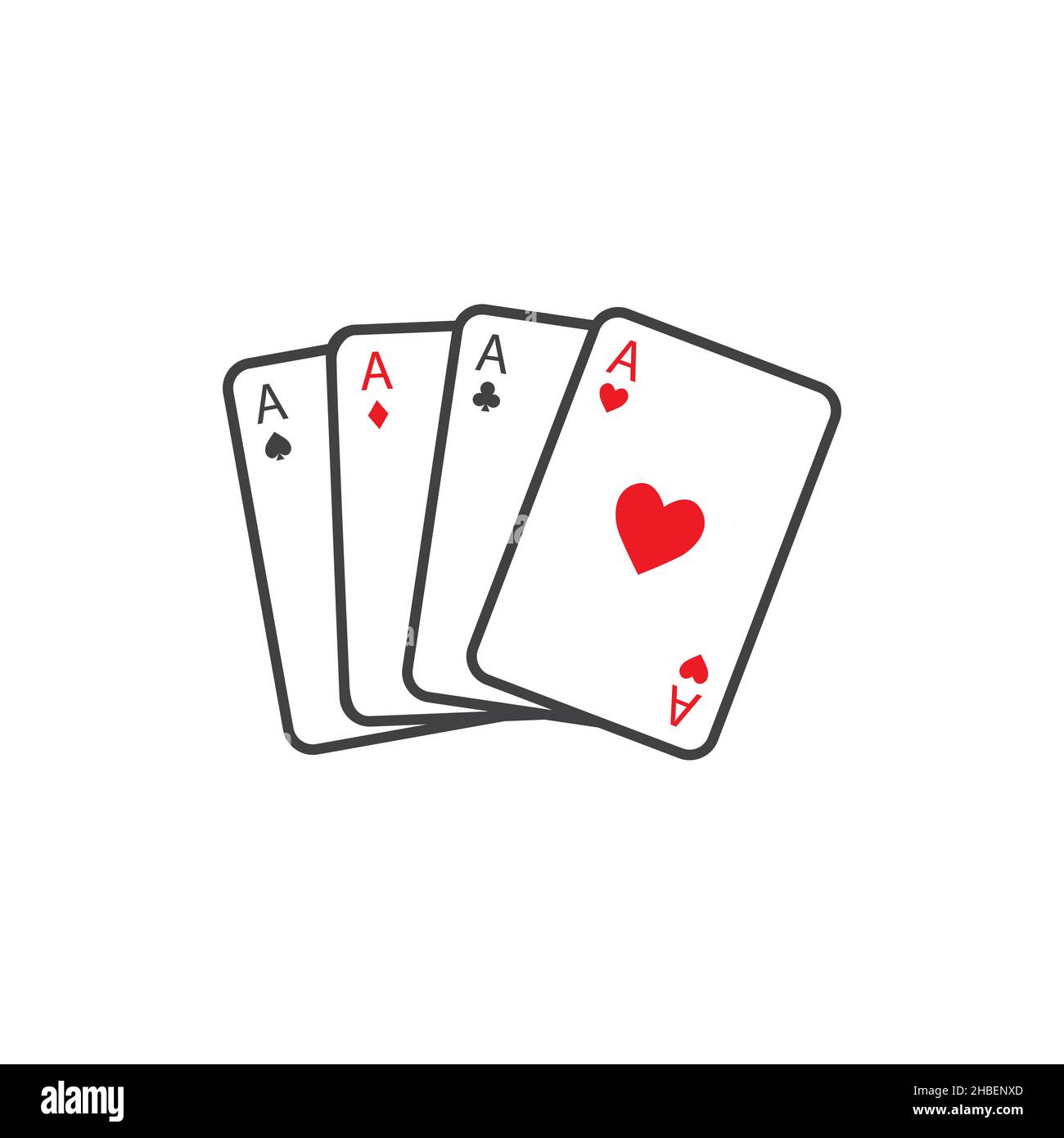 Set of four playing cards aces vector. Winning poker hand Stock Vector