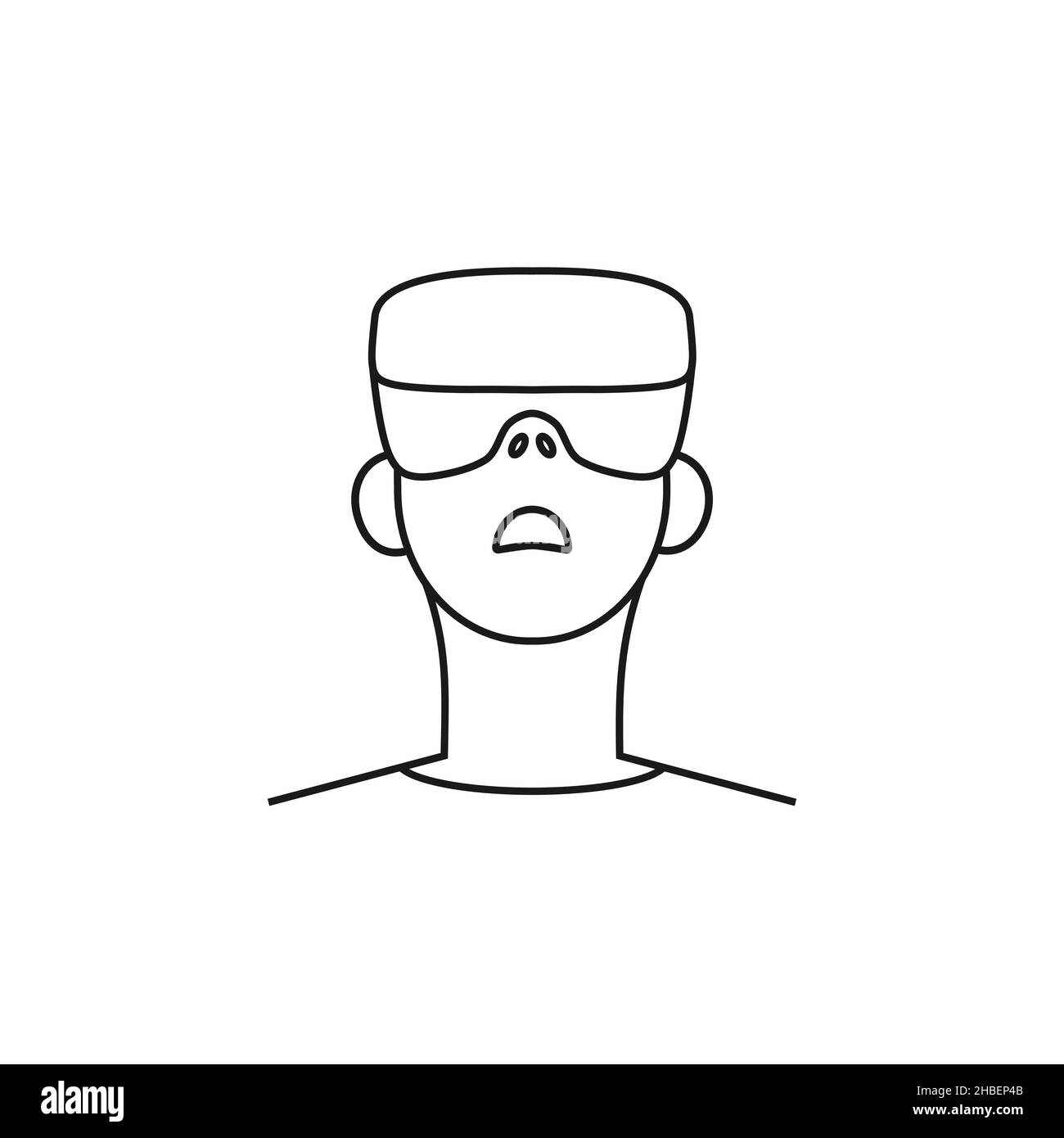 Man silhouette in virtual reality glasses icon vector Stock Vector