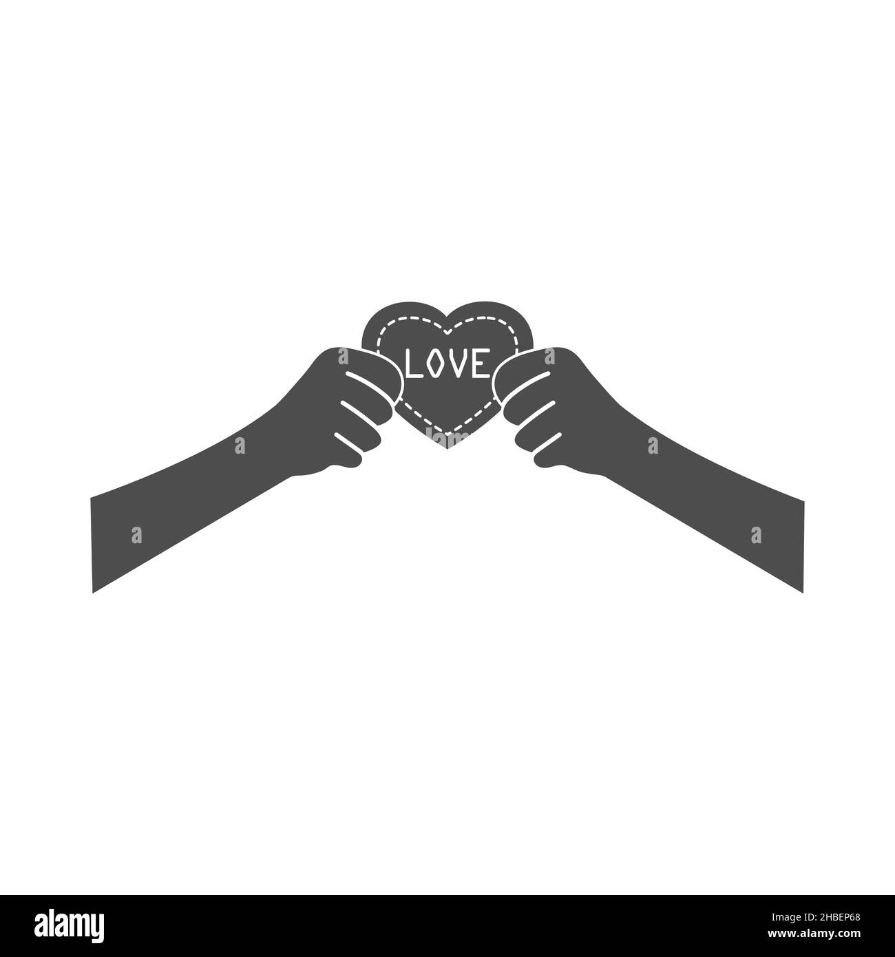 Human hands holding heart vector isolated on white background. Stock Vector