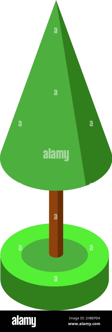 green ismetric tree vector illustration element for game design. Stock Vector