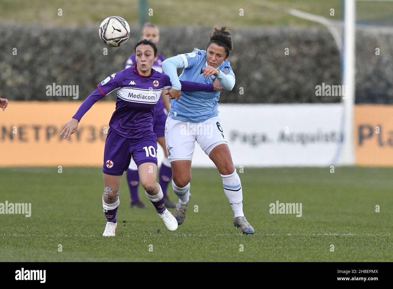 Formello, Italy. 19th Dec, 2021. Michela Catena of ACF Fiorentina and Federica Savini of S.S. Lazio Women during the day two of the Coppa Italia Group F between S.S. Lazio vs ACF Fiorentina on 19 December 2021 at the Stadio Mirko Fersini, Formello Italy. Credit: Independent Photo Agency/Alamy Live News Stock Photo