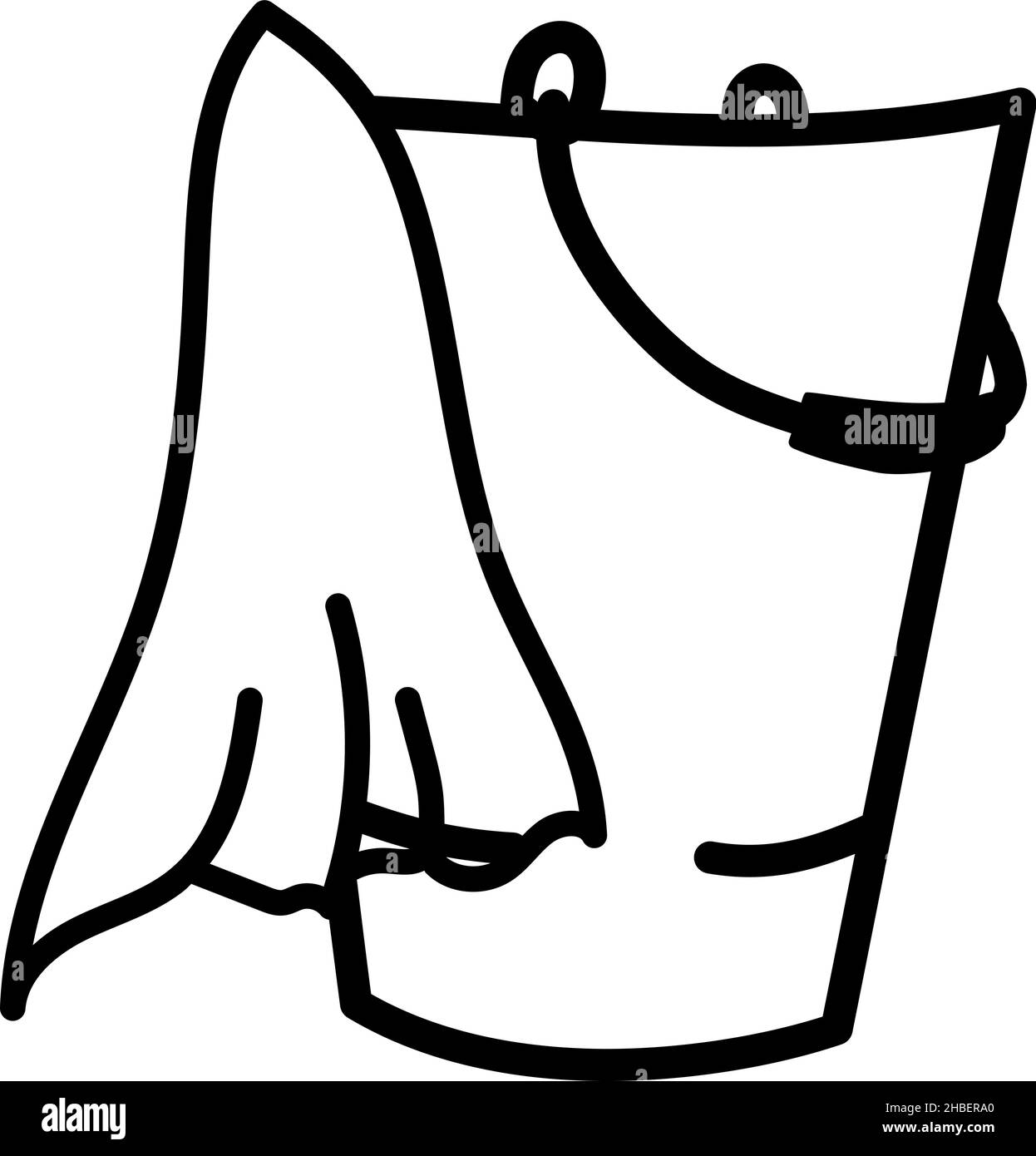 bucket with a rag set for cleaning the floor. vector hand drawn doodle style element Stock Vector