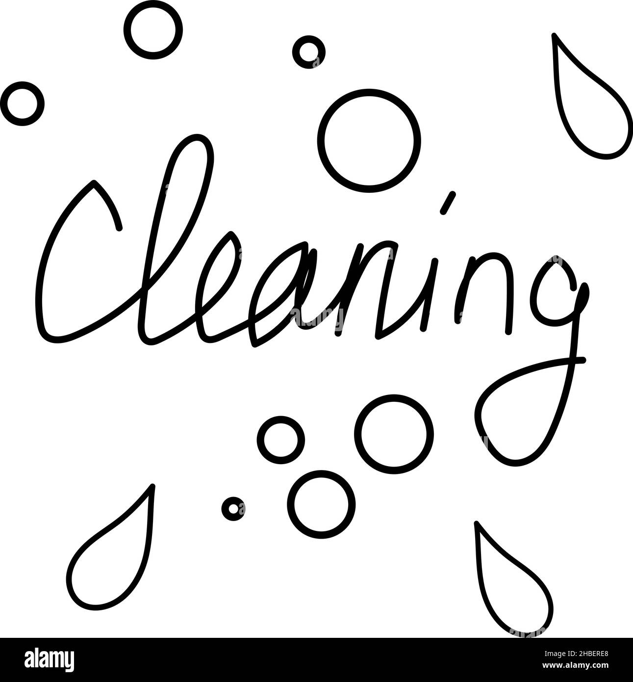 Cleanliness Cursive cleaning inscription hand drawn doodle style clip art Stock Vector ...