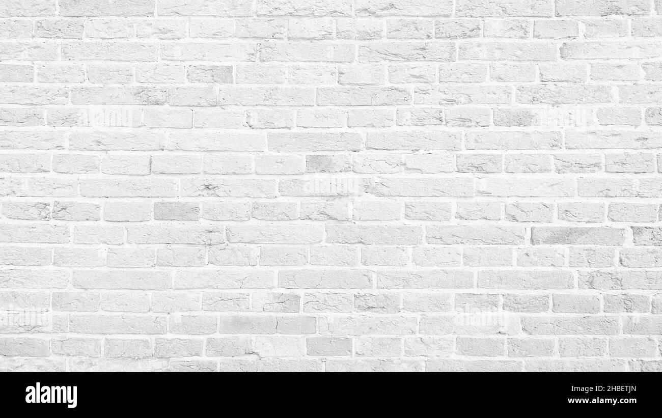Abstract white brick wall texture for pattern background. wide panorama ...