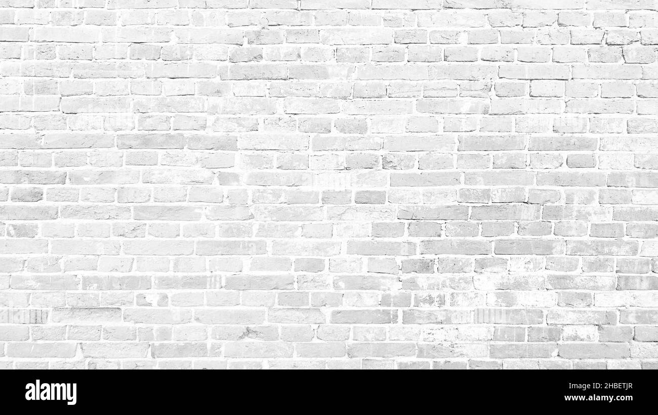 Abstract white brick wall texture for pattern background. wide panorama ...
