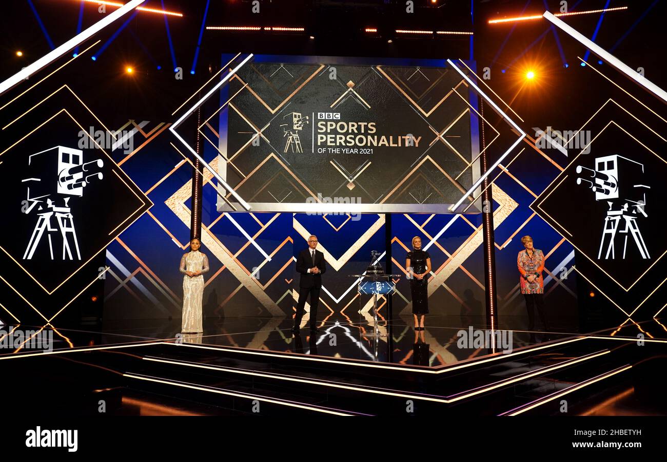 Presenters Alex Scott, Gary Lineker, Gabby Logan and Clare Balding on