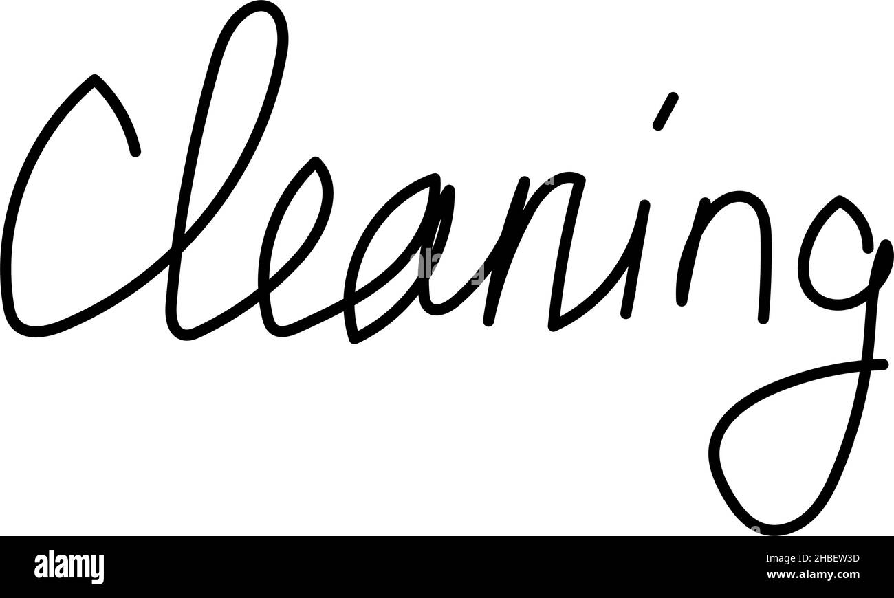 Cleanliness Cursive cleaning inscription hand drawn doodle style clip art Stock Vector ...