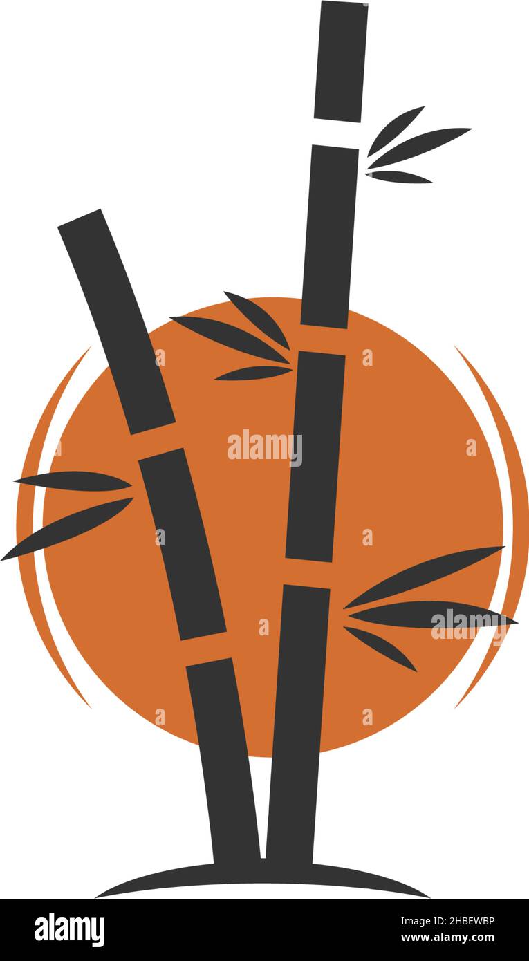 Bamboo tree logo icon design illustration vector template Stock Vector