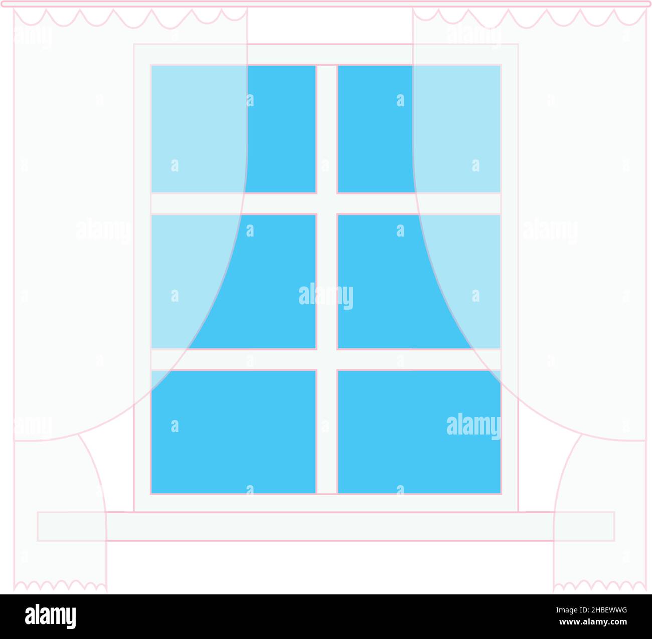 home elements window with curtains flat style Stock Vector