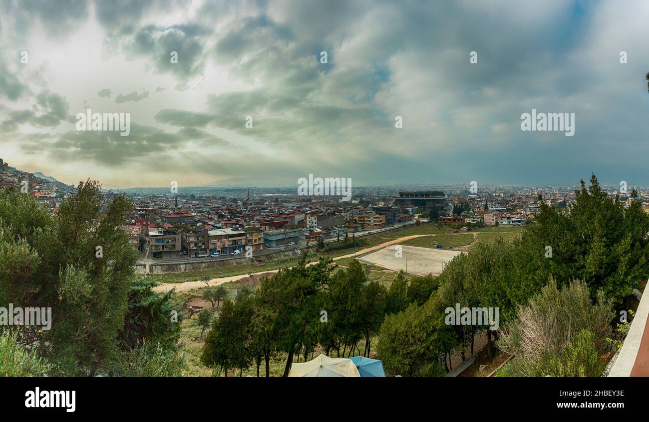 Panoramic view of the city of Hatay from the hill where St. Pierre Church is located Stock Photo