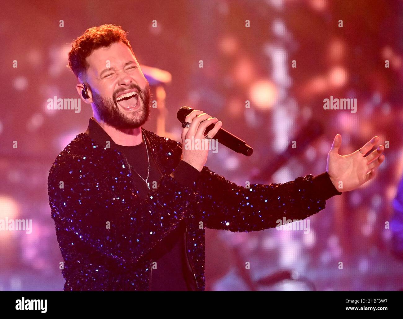 Berlin, Germany. 19th Dec, 2021. The singer Calum Scott is on stage at ...