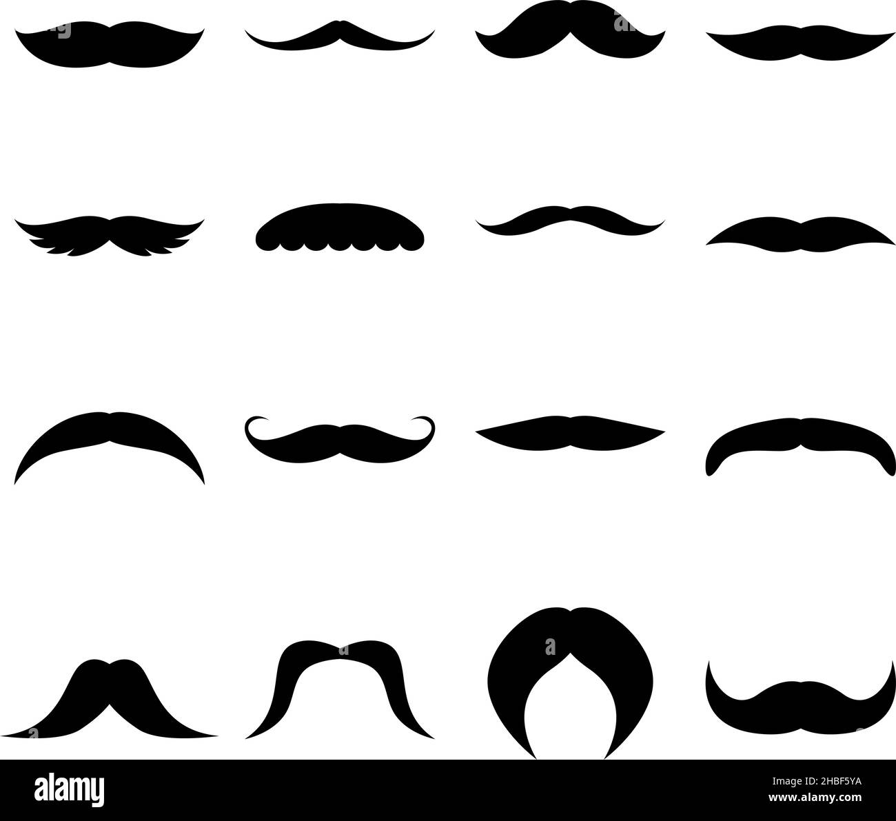 Set of moustaches, vector illustration Stock Vector