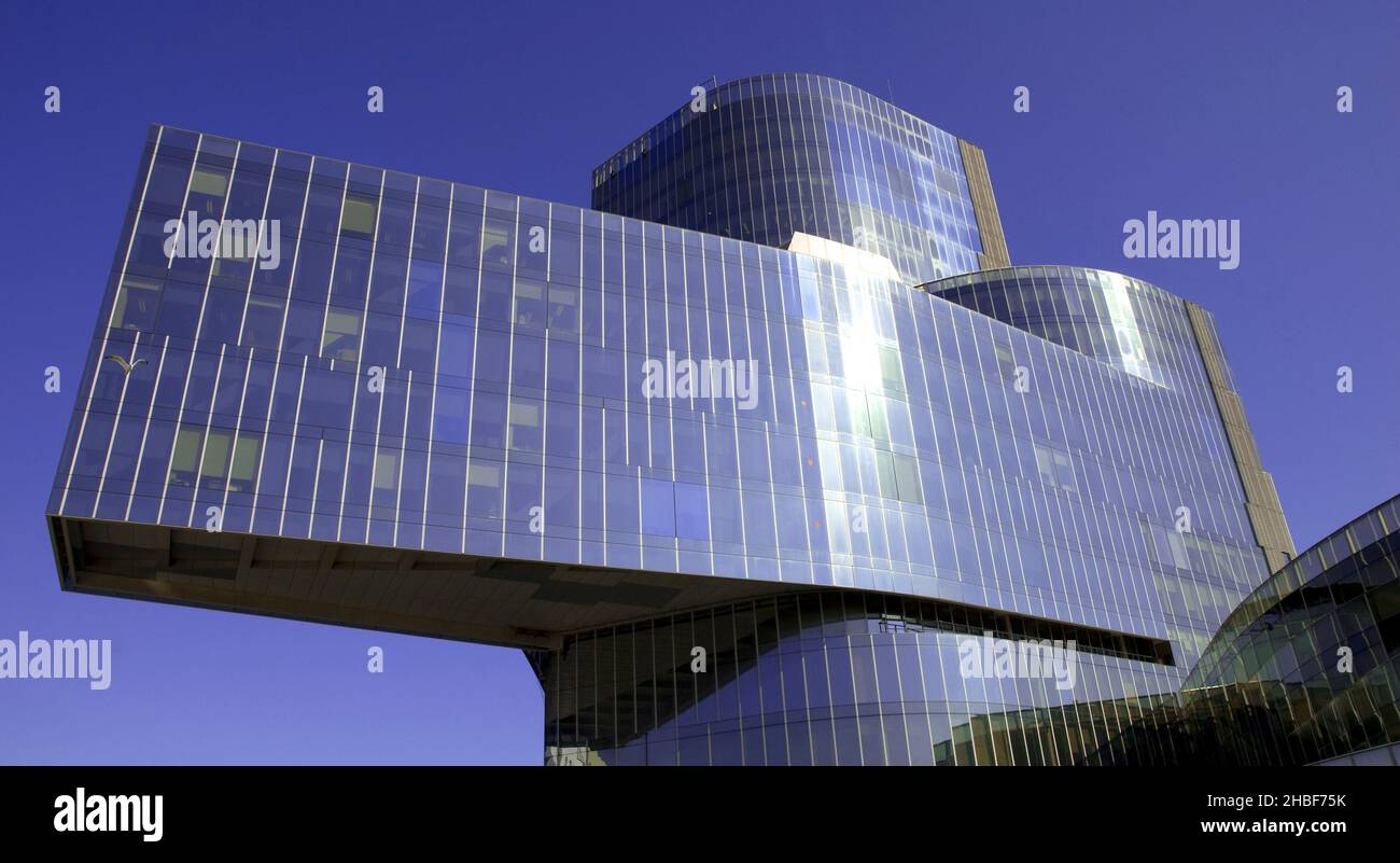 Torre Mare Nostrum, head office of Gas Natural Spanish gas company, by Enric Miralles and Benedetta Tagliabue, Barcelona Catalonia, Spain Stock Photo