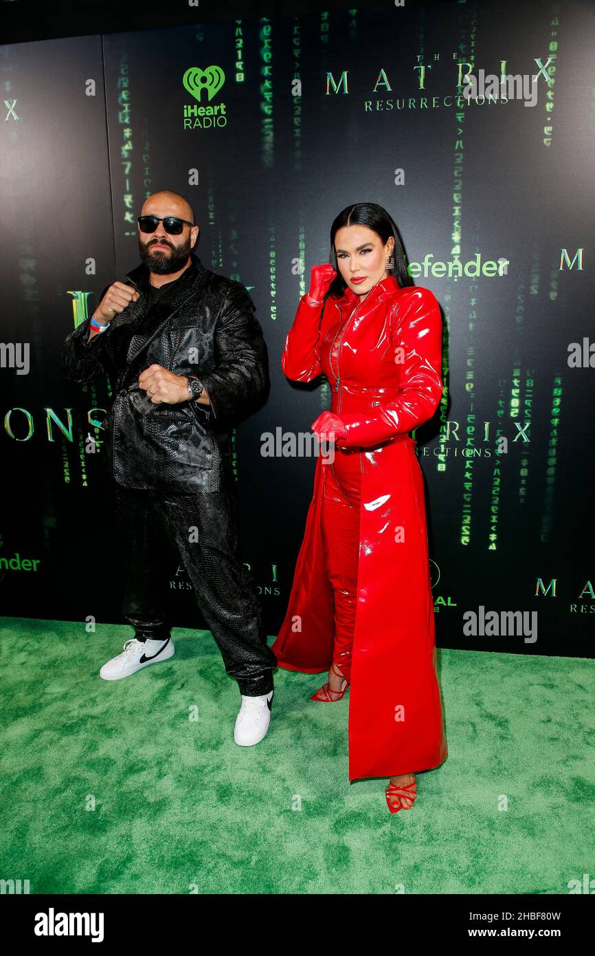 San Francisco, USA. 18th Dec, 2021. Former WWE wrestler Miro and CJ Perry arrive at the US movie premier of The Matrix Resurrections at the Castro Theater on December, 18, 2021 in San Francisco, California. (Photo by Christopher Victorio/imageSPACE./Sipa USA) Credit: Sipa USA/Alamy Live News Stock Photo