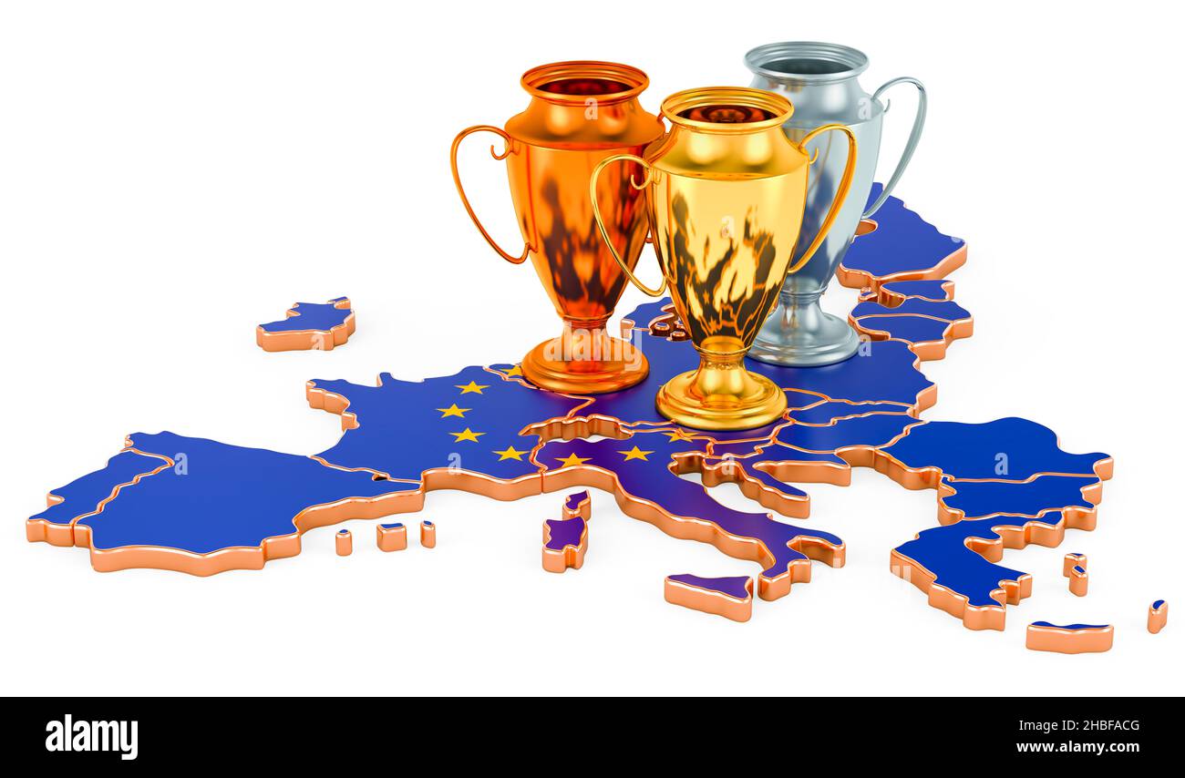 Trophy Cups on the EU map. Sport Tournaments in the European Union